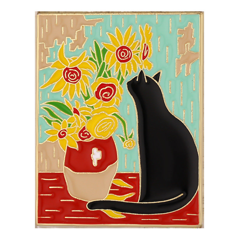 Van Gogh Cat Enamel Pins