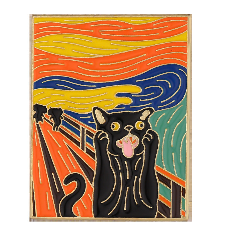 Van Gogh Cat Enamel Pins