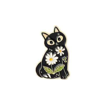 Black Cat Pin | Flower Cat